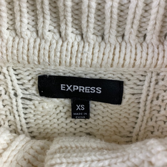 Express | Cream Knit Cowl Sweater - Picture 3 of 5